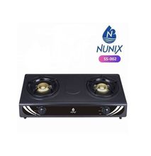 Nunix Two Burner Tabletop Gas Cooker Stainless Steel - Black